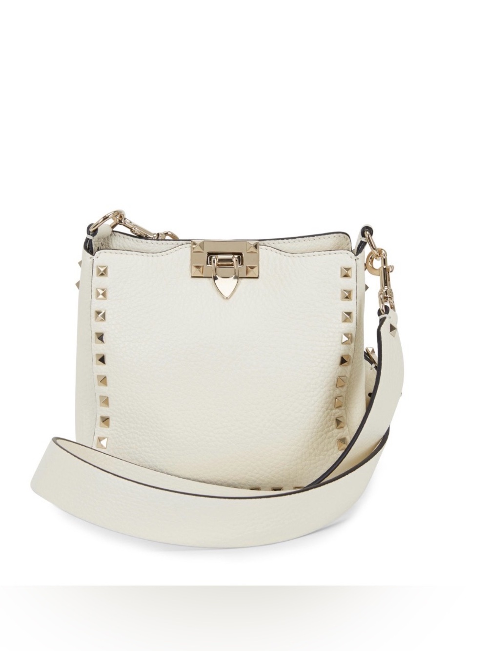 Valentino Garavani Rockstud Ivory Grained Leather Mini Crossbody